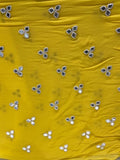 Yellow faux mirror with threadwork butta georgette embroidered fabric 9652