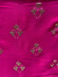 Rani pink sequin and thread butta chinon embroidered fabric 1869