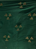 Bottle green sequin and thread butta chinon embroidered fabric 1869