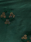 Bottle green sequin and thread butta chinon embroidered fabric 1869