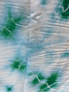 Peacock green blue shibori tie dye abstract georgette printed fabric 4832