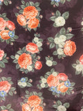 Wine floral georgette printed fabric 4834