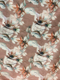 Earthy peach abstract georgette printed fabric 4842