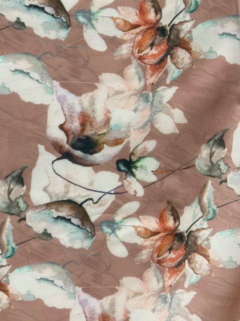 Earthy peach abstract georgette printed fabric 4842