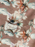 Earthy peach abstract georgette printed fabric 4842