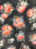 Black floral georgette printed fabric 4834