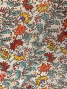 Cream orange floral georgette printed fabric 4835