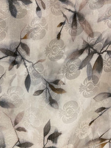 Cream beige floral silk chiffon printed fabric 4830