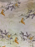 Yellow grey floral solar crepe printed fabric 4824