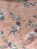 Peach floral silk crepe printed fabric 4822