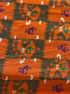 Orange black geometric rayon dobby printed fabric  4801