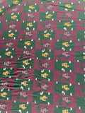 Bottle green black geometric rayon dobby printed fabric  4801