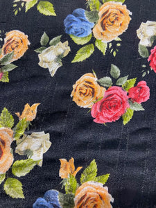 Black floral bhagalpuri silk printed fabric 4808