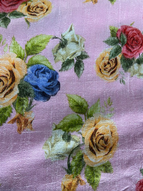 Pink floral bhagalpuri silk printed fabric 4808