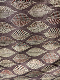 Mocha geometric hand block gaji silk printed fabric 4816