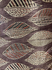 Mocha geometric hand block gaji silk printed fabric 4816