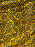 Mustard geometric hand block gaji silk printed fabric 4814