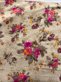 Beige floral rayon printed fabric 4802