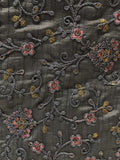 Grey coding sequin and thread all over singar silk embroidered fabric 1883