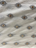 Offwhite dyeable thread work butta pure mul cotton embroidered fabric 3635