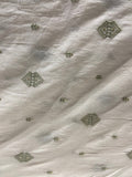 Offwhite dyeable thread work butta pure mul cotton embroidered fabric 3651