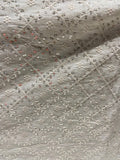 Offwhite dyeable threadwork and sequin allover pure mul cotton embroidered fabric 3630