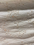 Offwhite dyeable threadwork and sequin allover pure mul cotton embroidered fabric 3631