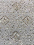 White dyeable threadwork and sequin lucknowi allover georgette embroidered fabric 3617