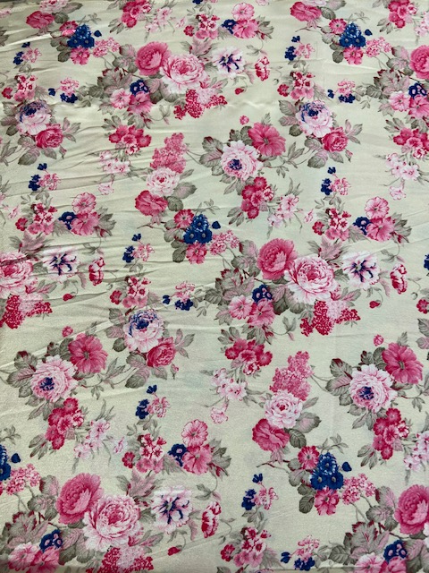 Beige pink floral satin printed 3531