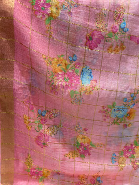 Pink Lilen cotton fabric 8098