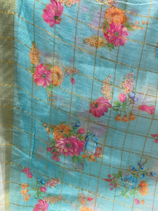 Blue lilen cotton fabric 7054