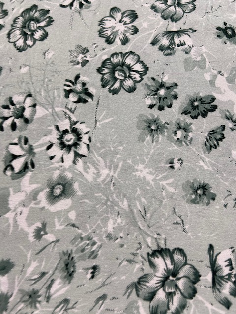 Earthy green floral crepe printed fabric 3603