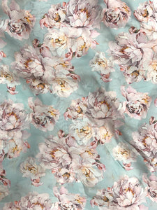 Blue floral organza printed fabric 7307