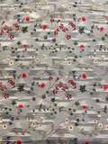 Grey floral crepe printed fabric 3602