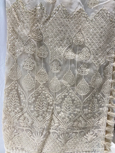 White dyeable thread with sequin allover georgette embroidered dupatta 4555