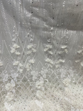 White 3d flowers and threadwork allover net embroidered fabric (60'') 3617