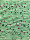 Green floral crepe printed fabric 3602