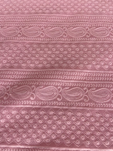 Pink lucknowi chikankari georgette embroidered fabric 3653