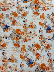 Beige orange floral satin printed 3531