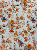 Beige orange floral satin printed 3531