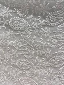 White lucknowi chikankari georgette embroidered fabric 3657