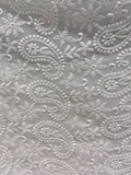 White lucknowi chikankari georgette embroidered fabric 3657