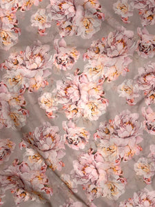 Brown floral organza printed fabric 6004