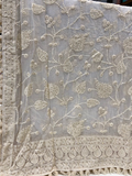 White dyeable thread with sequin allover Georgette Embroidered dupatta 4563